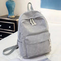 Women's Gray Corduroy Backpack Casual Large Capacity School Travel Daypack