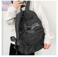 Women's Black Bow Accent Nylon Backpack Large Capacity School Travel Daypack