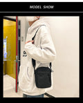 Men's Black Nylon Crossbody Sling Bag Casual Mini Shoulder Bag for Daily Use
